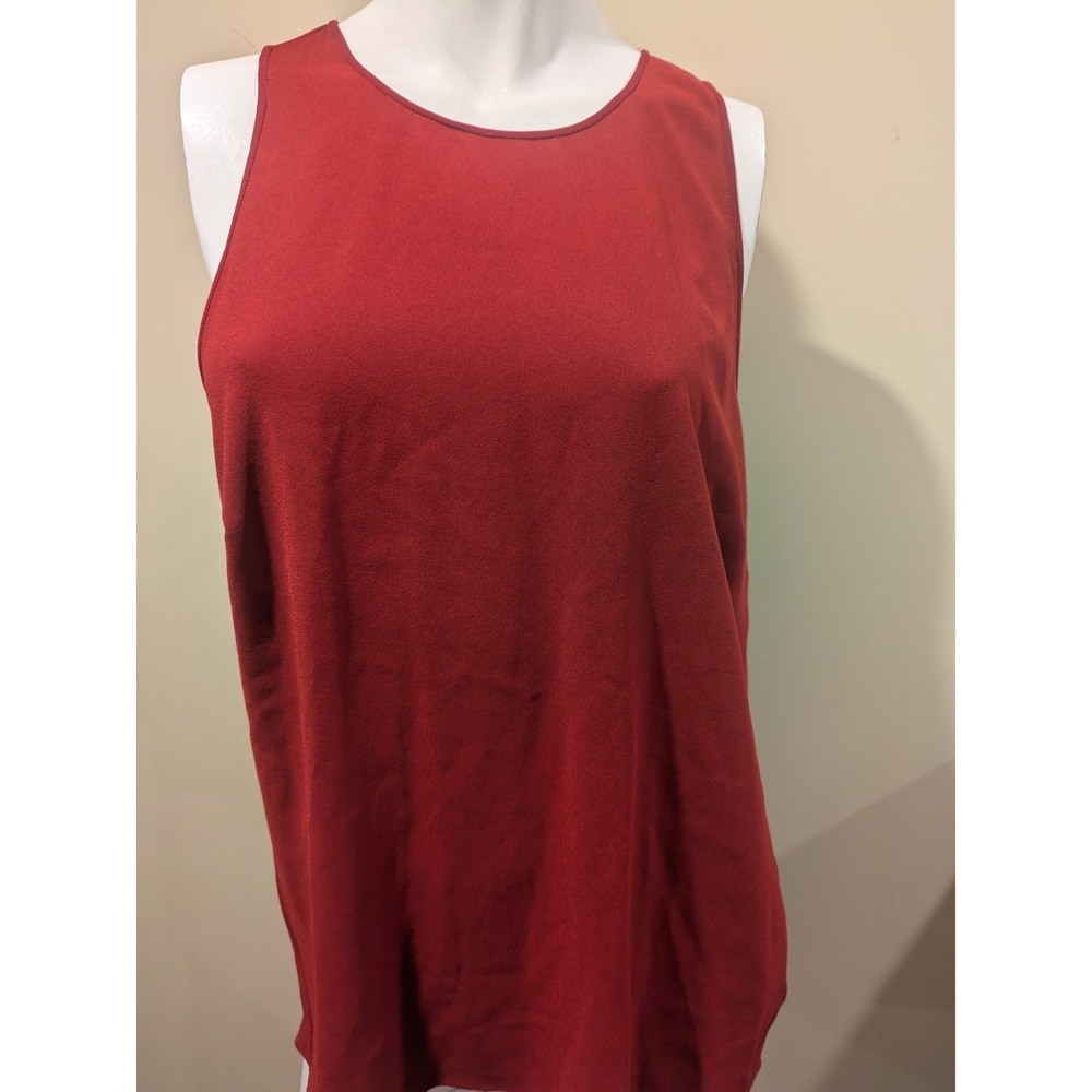Halston Heritage Women's Red Sleeveless Blouse Top Tunic Size L EUC
